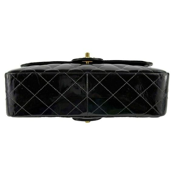 CHANEL - VTG 1996 Medium Black Top Handle Kelly Medium Flap Bag - Patent Leather - Picture 7 of 12